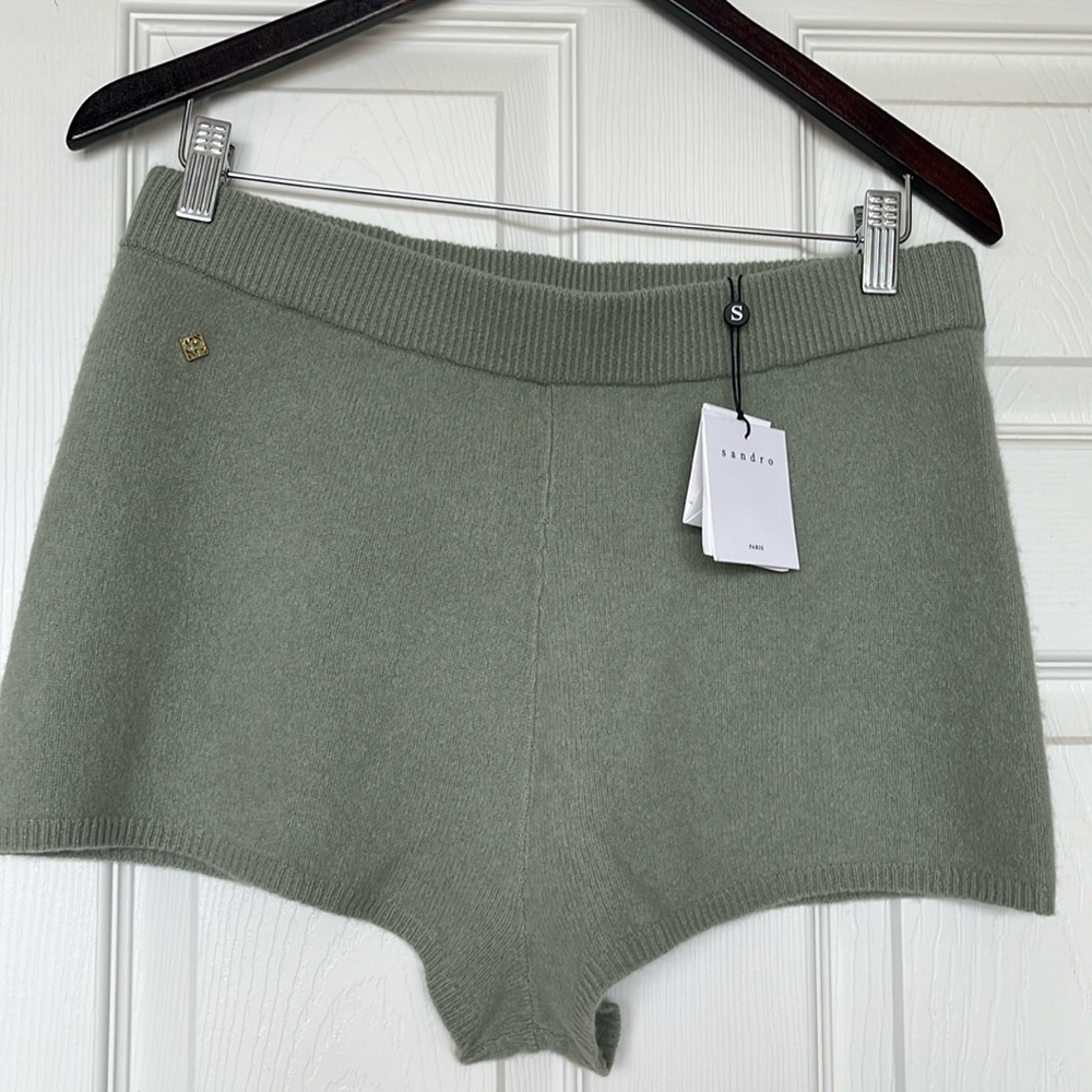 SANDRO | Lizzie Embellished High-Rise Knitted Wool Shorts Sz FR 42 (US 10)